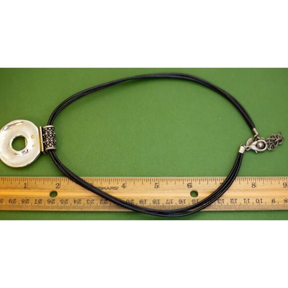 18 inch, Vintage Circular Coin Pendant Black Lace Necklace by Chiccos - K46 - Picture 3 of 3